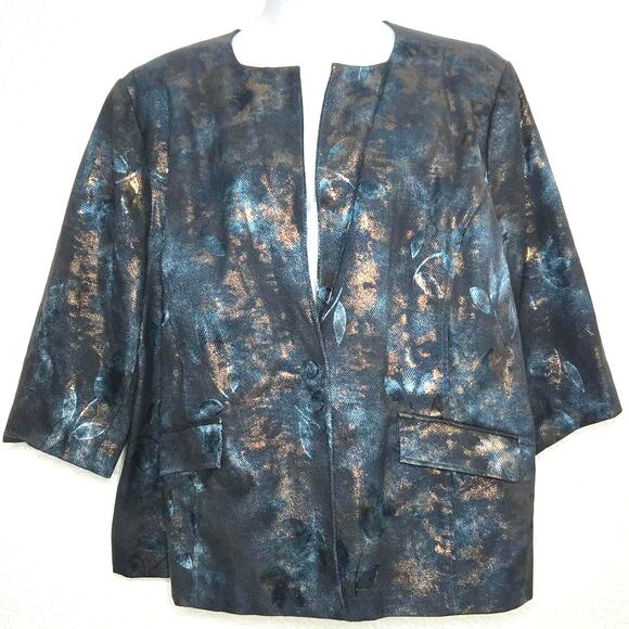 Maggie Barnes for Catherines Autumn Holiday Blazer Sz 4X Iridescent Button Foil - Picture 1 of 3